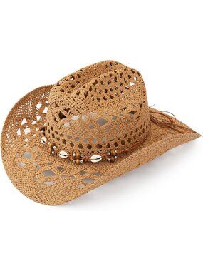 Men's Khaki Straw Adjustable Wide Brim Sun Beach Western Cowgirl Cowboy Hat